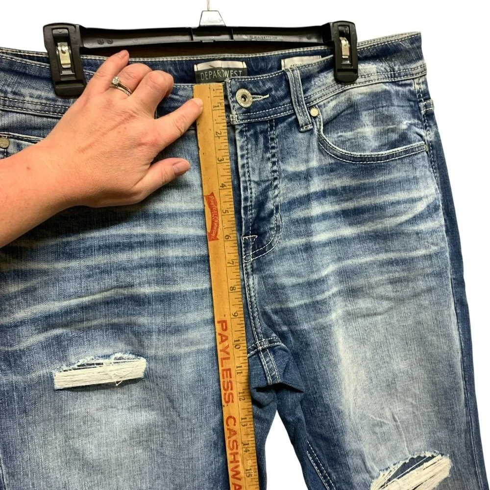 Buckle Departwest Seeker Taper Stretch Jean MEN’S‎ 34×34 Medium Wash Distressed